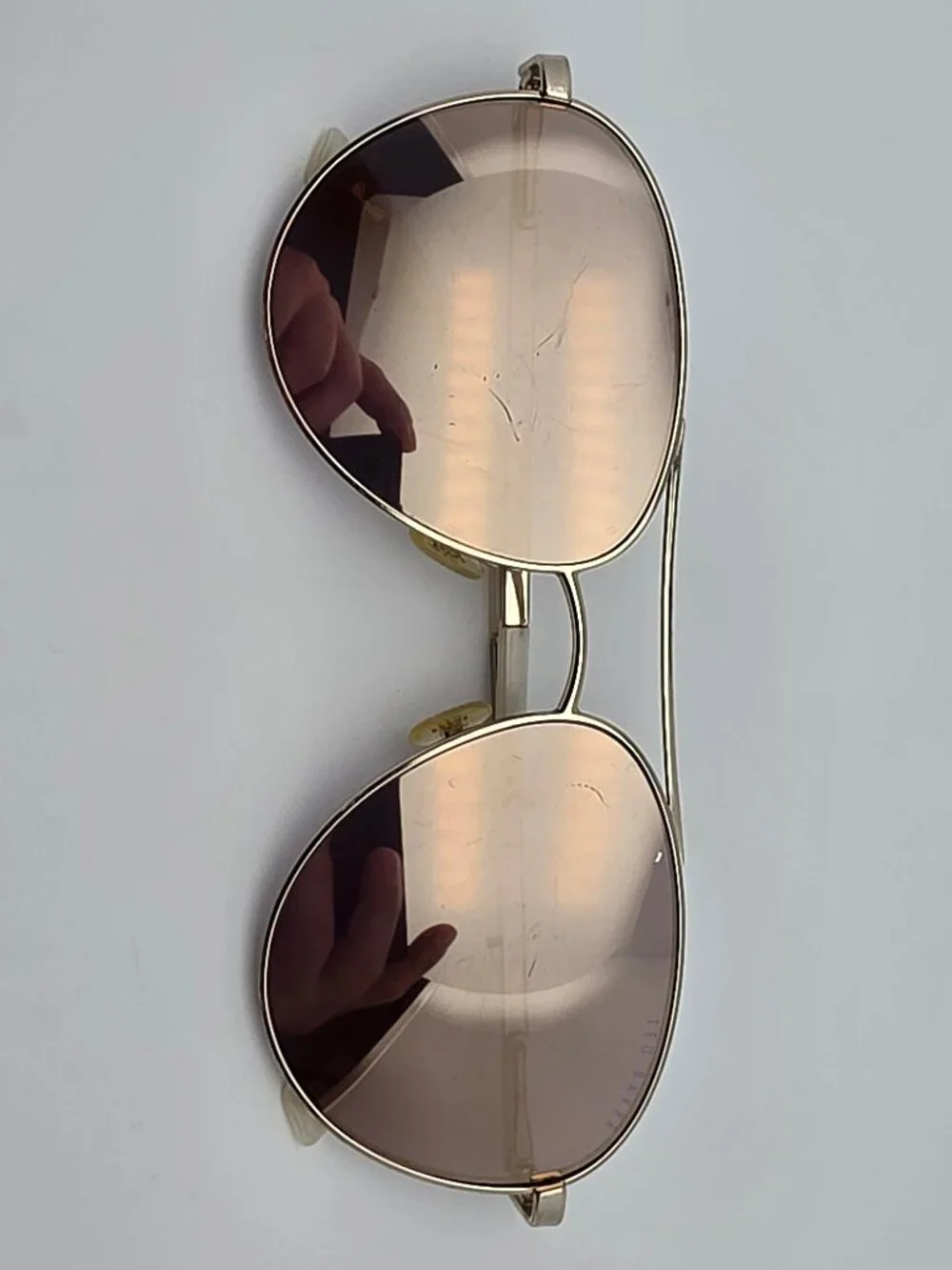 Ted Baker TBW063 Gold Frame Rose Gold Mirror Flat Lens Aviator Sunglasses 56mm